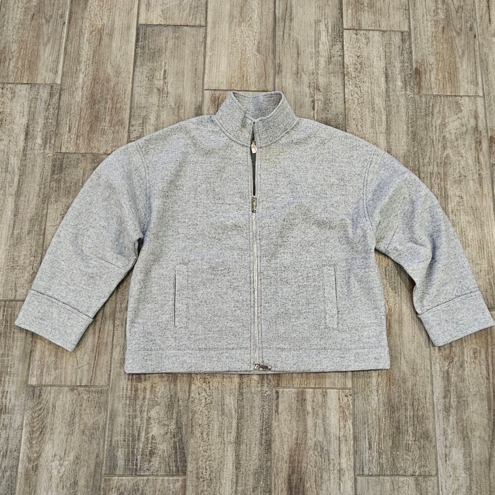 Madewell Jacket Women’s XL Relaxed Mockneck Double-Face Knit Gray Hip-Length NEW